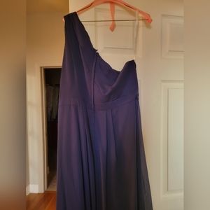 Navy David Bridal One Shoulder Dress